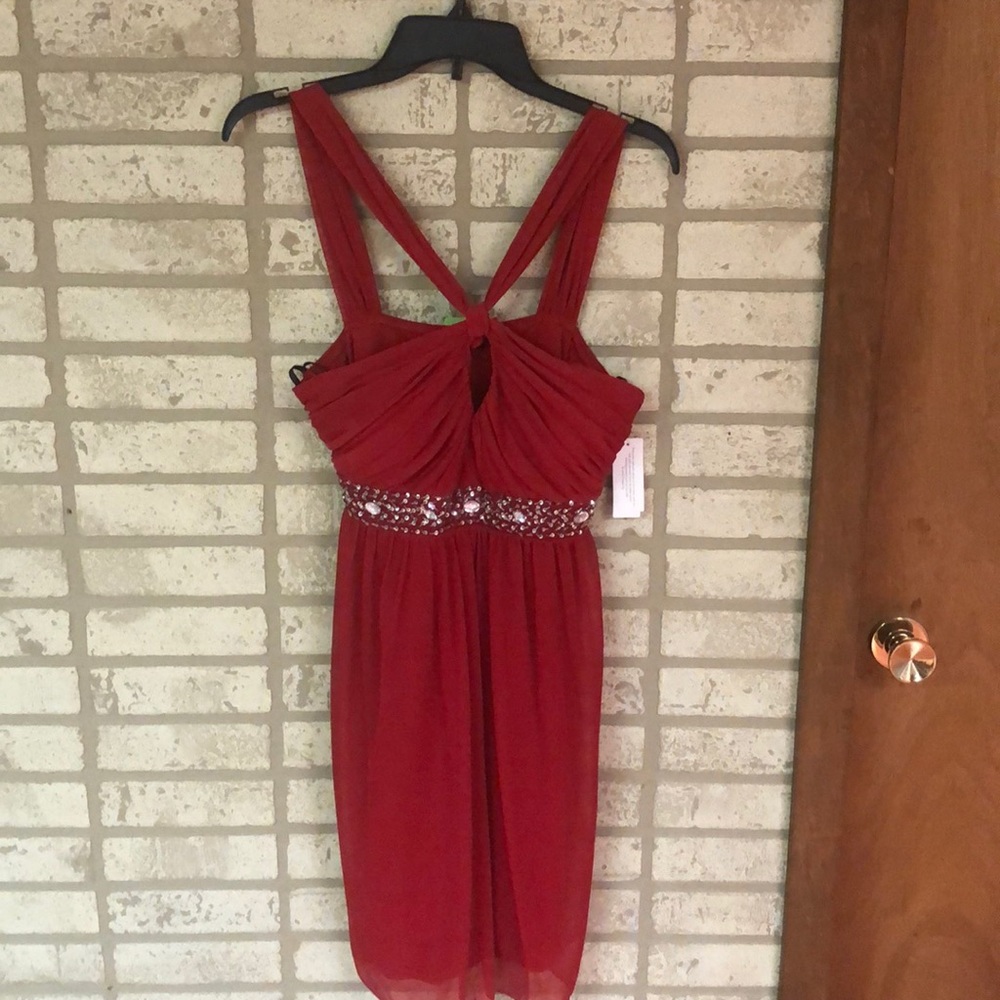 NWT Stunning red halter dress with beading